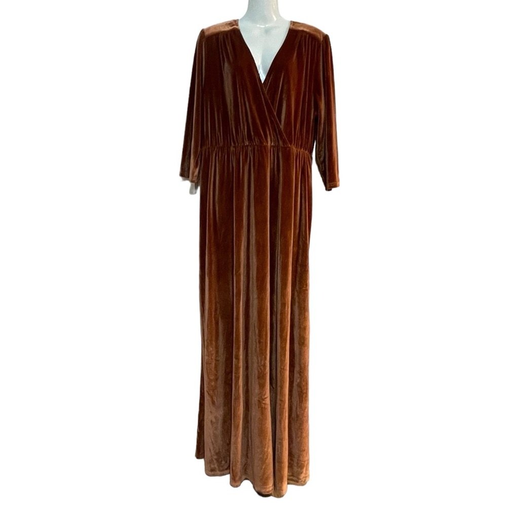 BALTIC BØRN Sofia Spice Velvet Maxi Dress Crossover Front Stretch Waist Size 2XL